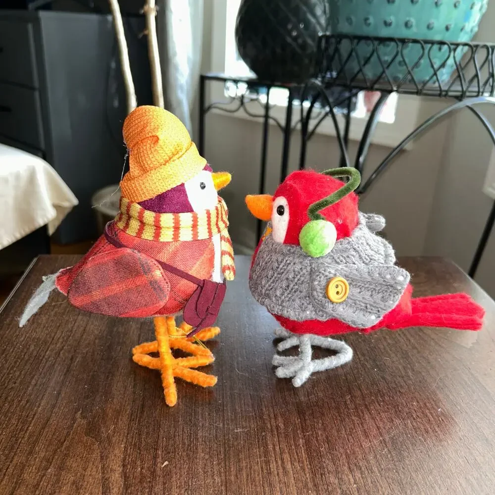 Target Wondershop Featherly Friends fabric bird figurines Conifer & saffron